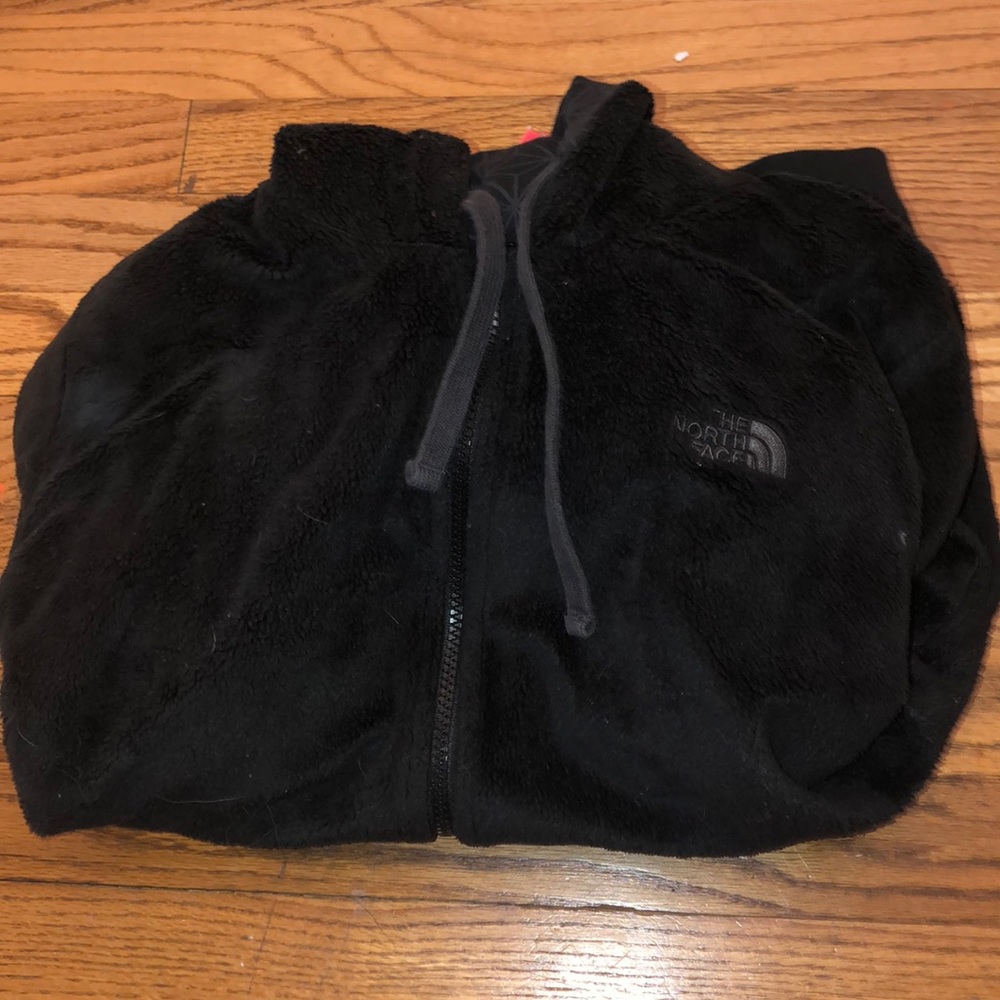 North Face Reversible Fuzzy Black Zip Up
